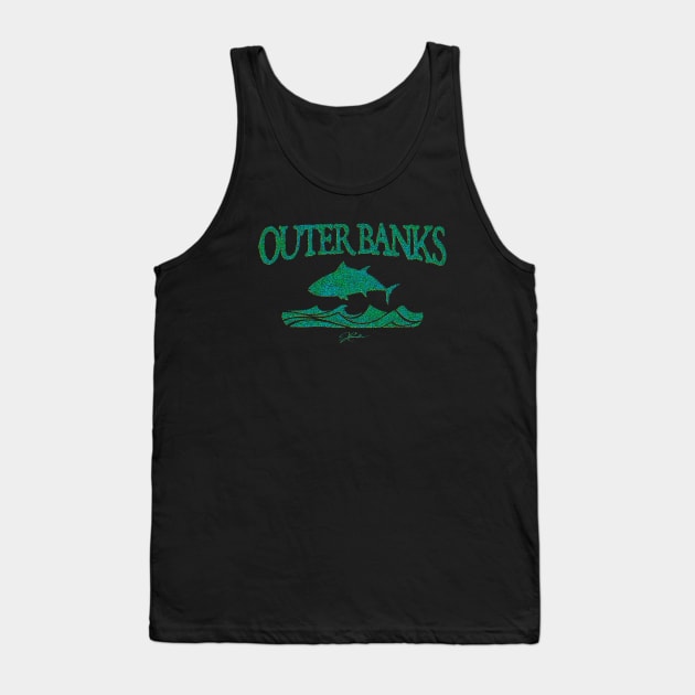 Outer Banks, North Carolina, Bluefin Tuna Leaping Over Waves Tank Top by jcombs